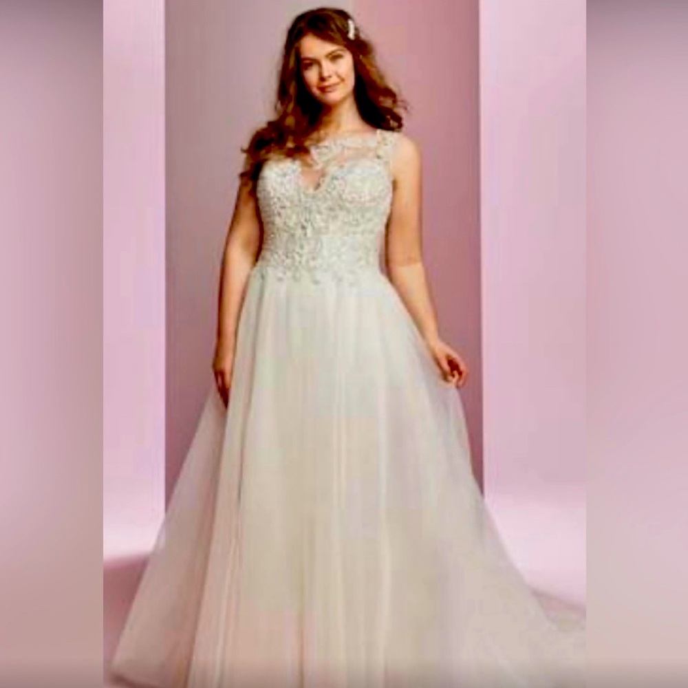 Maggie Sottero-Rebecca Ingram Amanda, blush wedding dress SAMPLE 24W Plus size